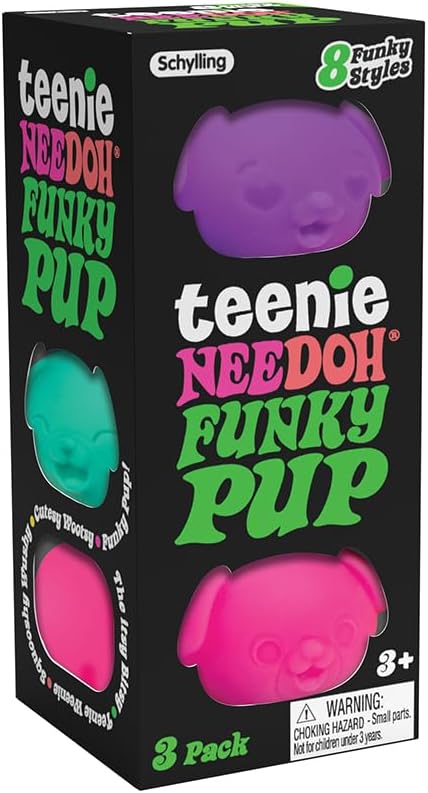 Schylling NeeDoh Teenie Funky Pups – Sensory Squeeze Toy – Contains 3 Mini Groovy Globs – 1.5″ Wide – Color May Vary (Pack of 1)