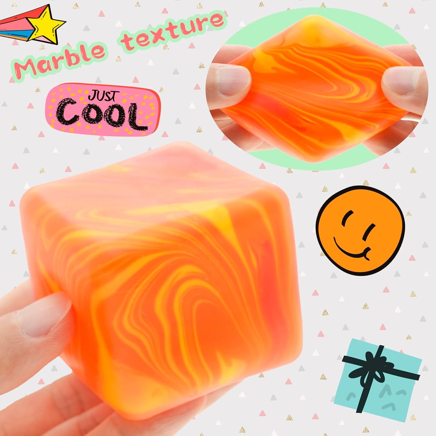 NeeDoh Nice Cube – Solid Squish – Yellow & Orange