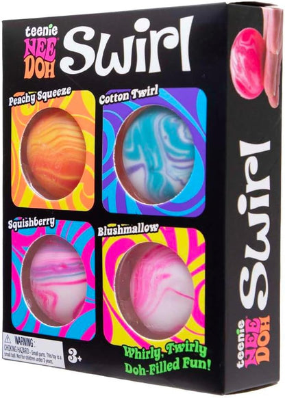 Schylling NeeDoh Teenie Swirl 4 Pack – Sensory Squeeze Toy – 1.5″ in Diameter – Colors May Vary