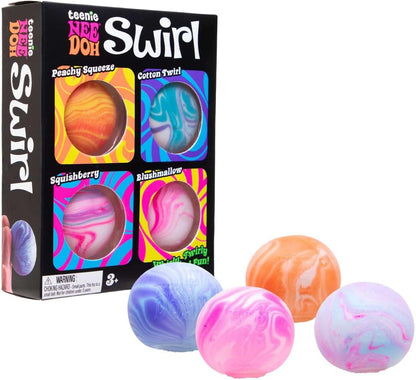 Schylling NeeDoh Teenie Swirl 4 Pack – Sensory Squeeze Toy – 1.5″ in Diameter – Colors May Vary