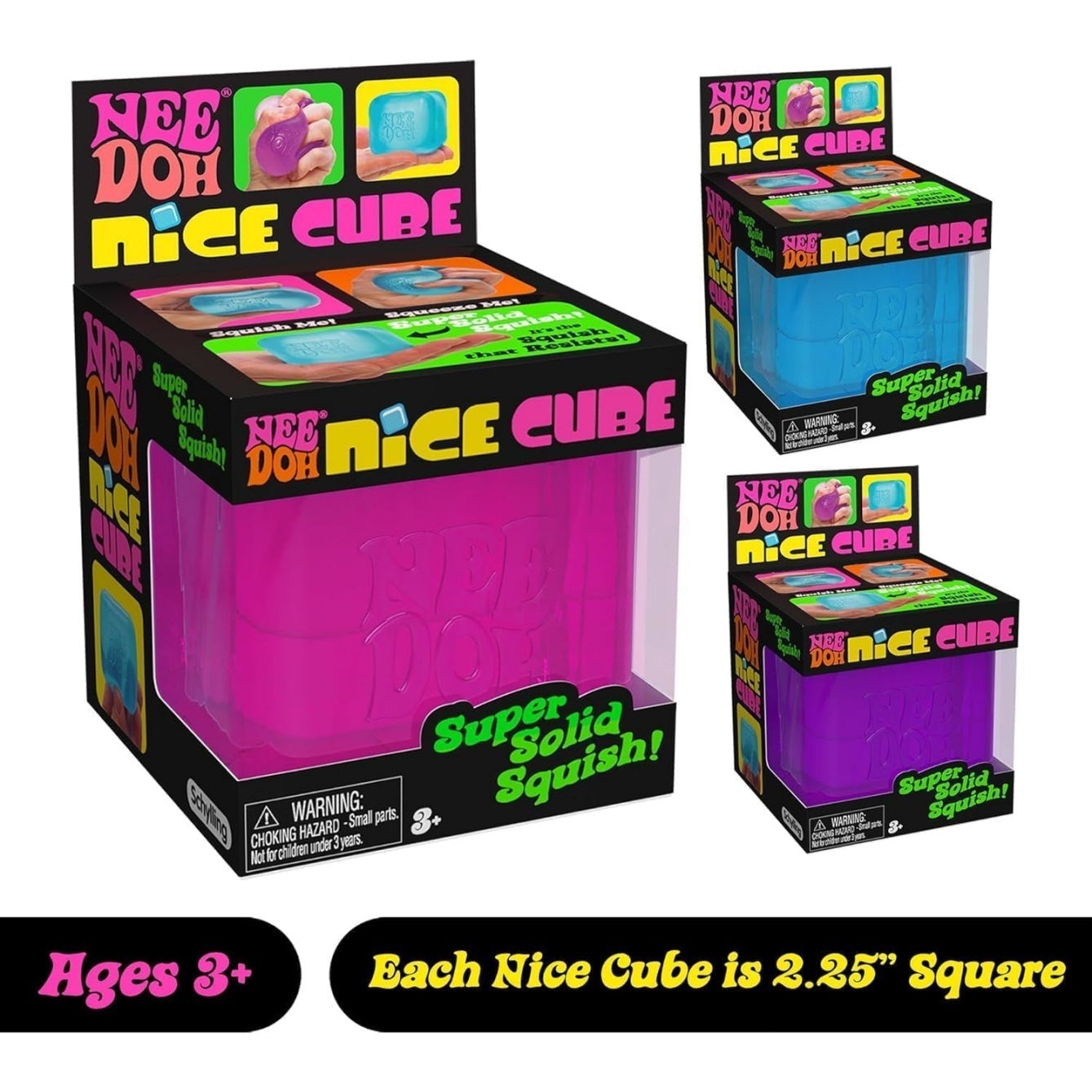 NeeDoh Nice Cube – Solid Squish – 2.25” Cube
