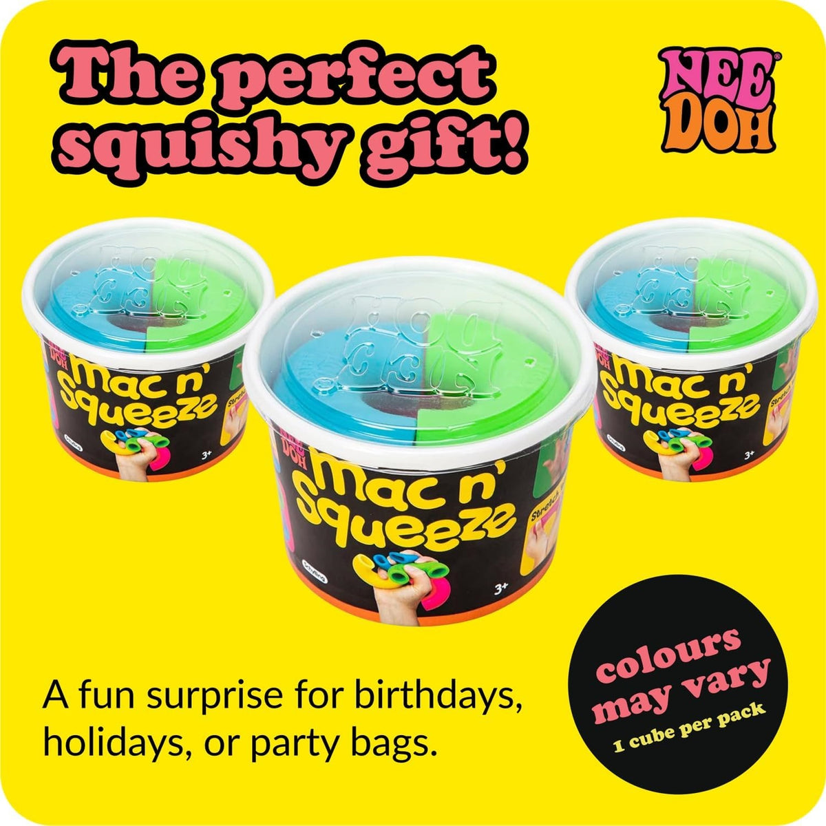 NeeDoh Mac ‘N’- Squeeze – 4 Squishy Noodles – Assorted