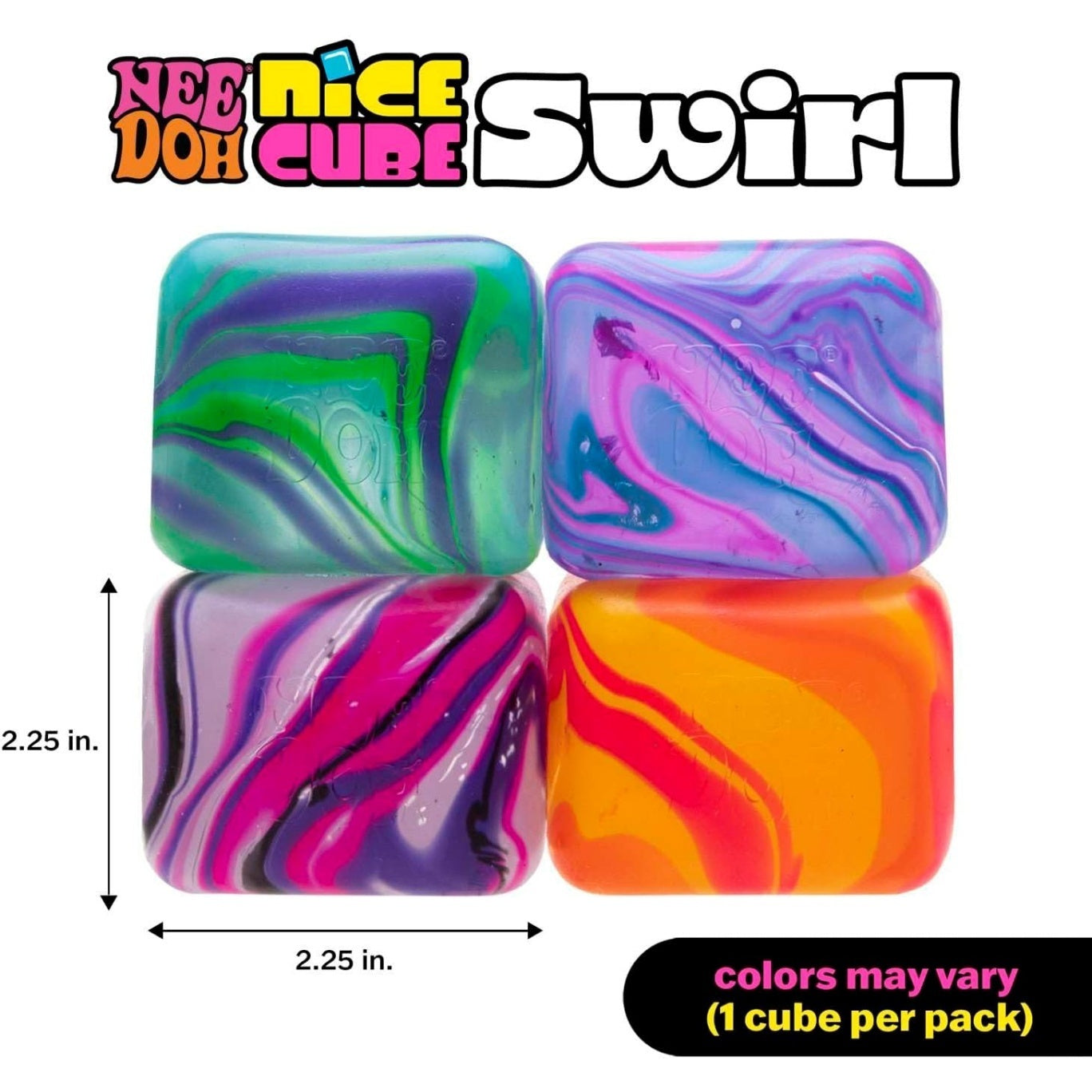 NeeDoh Nice Cube Swirl – Solid Squish – Assorted