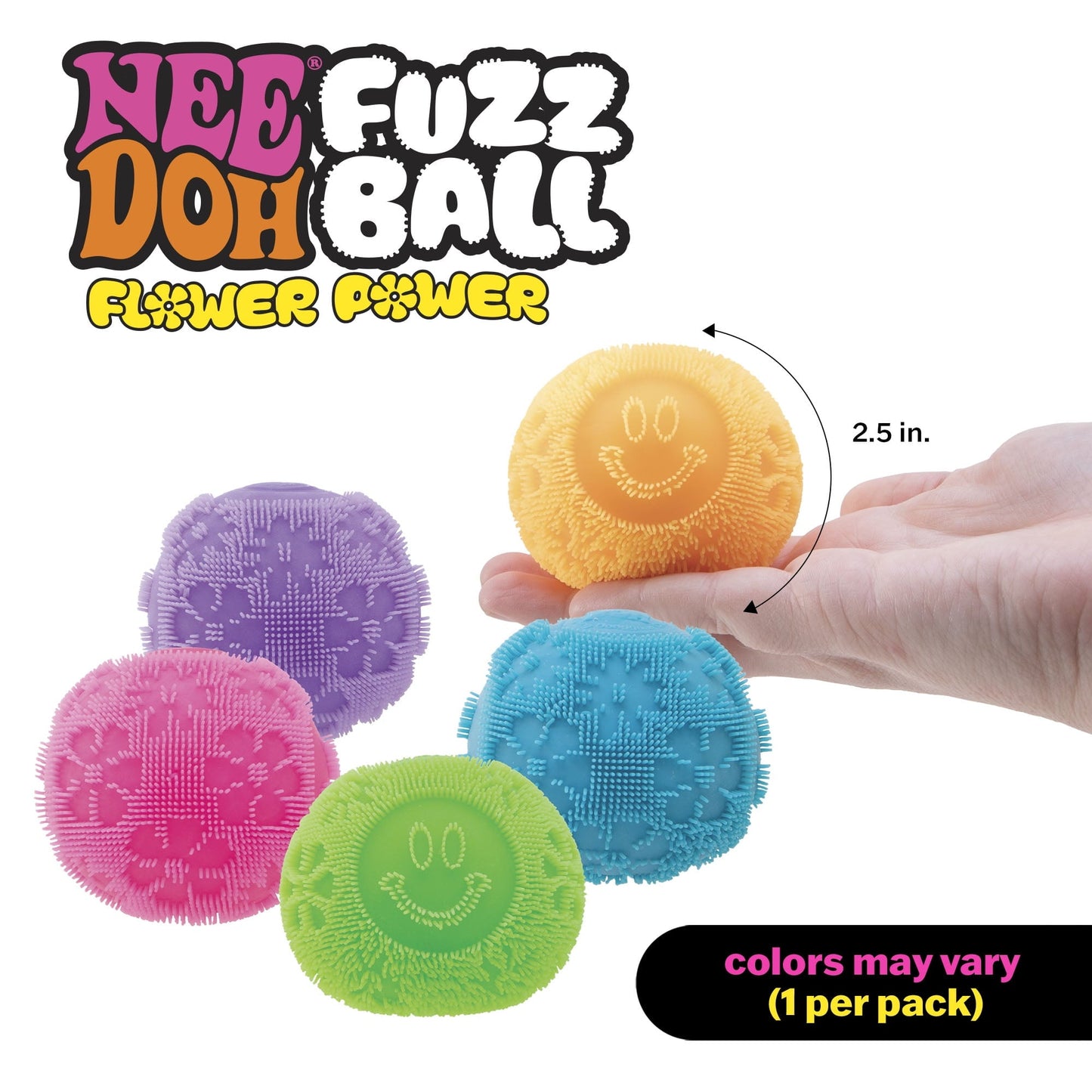 Fuzz Ball Flower Power Novelty Fidget Toy, (1 Piece, Color May Vary),