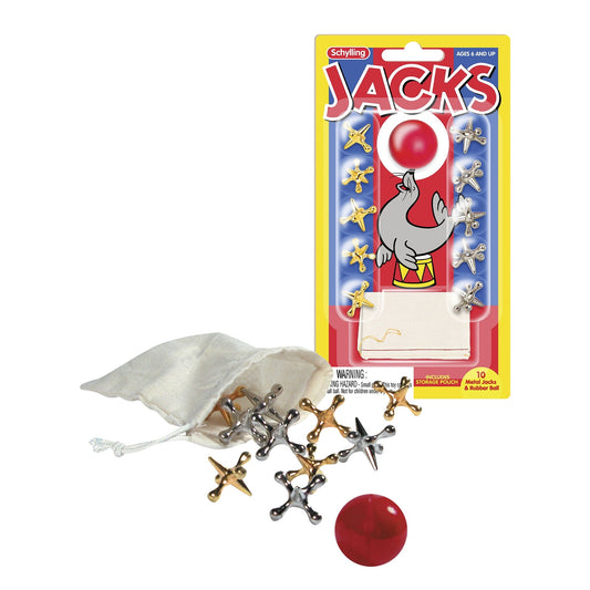Old Fashioned Metal Jacks &amp; Rubber Ball Game, Novelty &amp; Gag To
