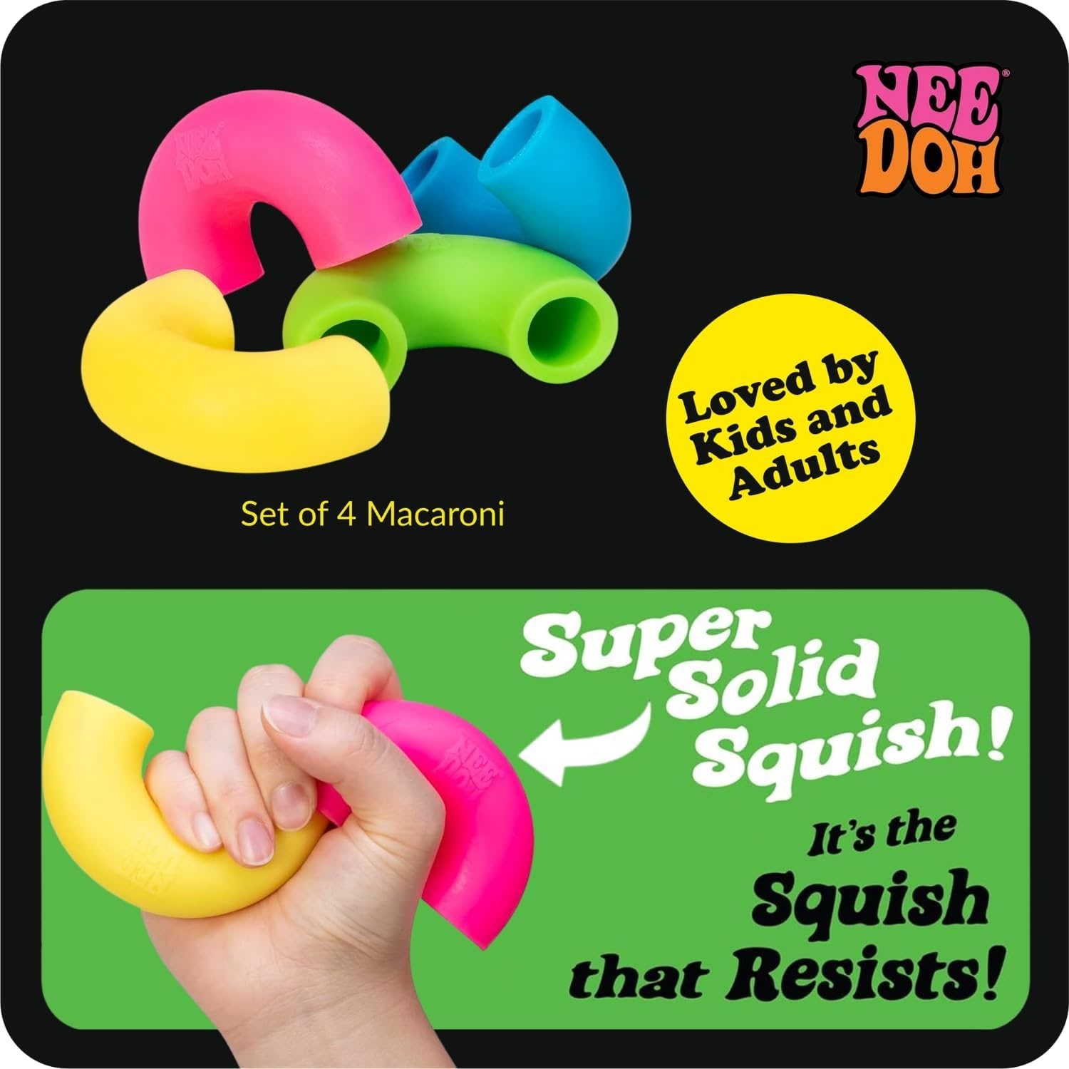 NeeDoh Mac ‘N’ Squeeze – 4 Squishy Noodles – Assorted